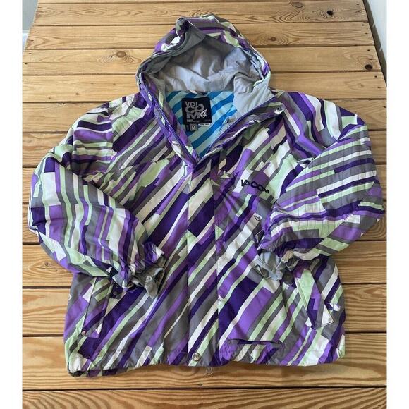 Volcom Nimbus Team Fit Hooded Ski Jacket Coat Size Medium Men’s Purple Full Zip - Picture 1 of 9